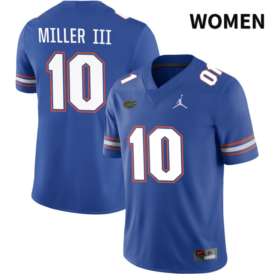 NCAA Florida Gators Jack Miller III Women's #10 Jordan Brand Royal 2022 NIL Stitched Authentic College Football Jersey YPT5564JH